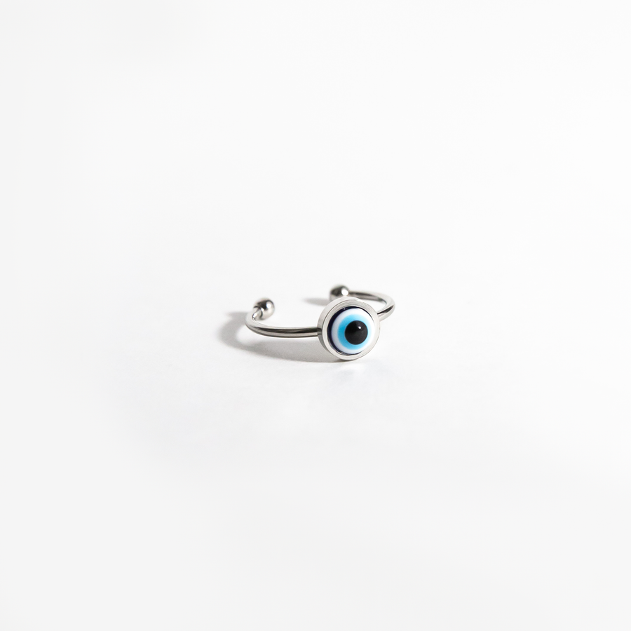 Alessi Round Evil Eye Ring in Silver