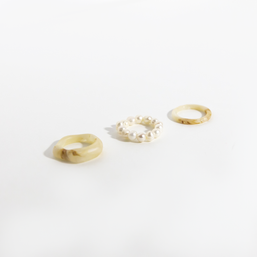 Amalfi Pearl Ring Set in Ivory