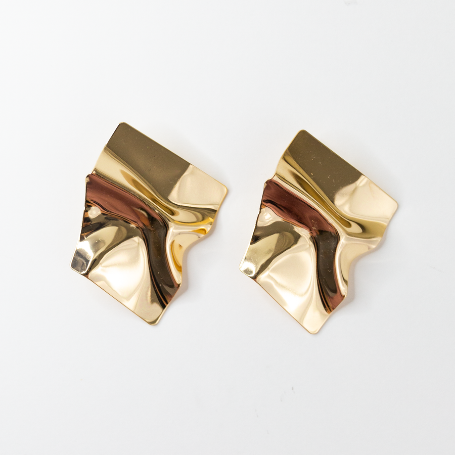 Gold High Polish Foiled Stud Earrings