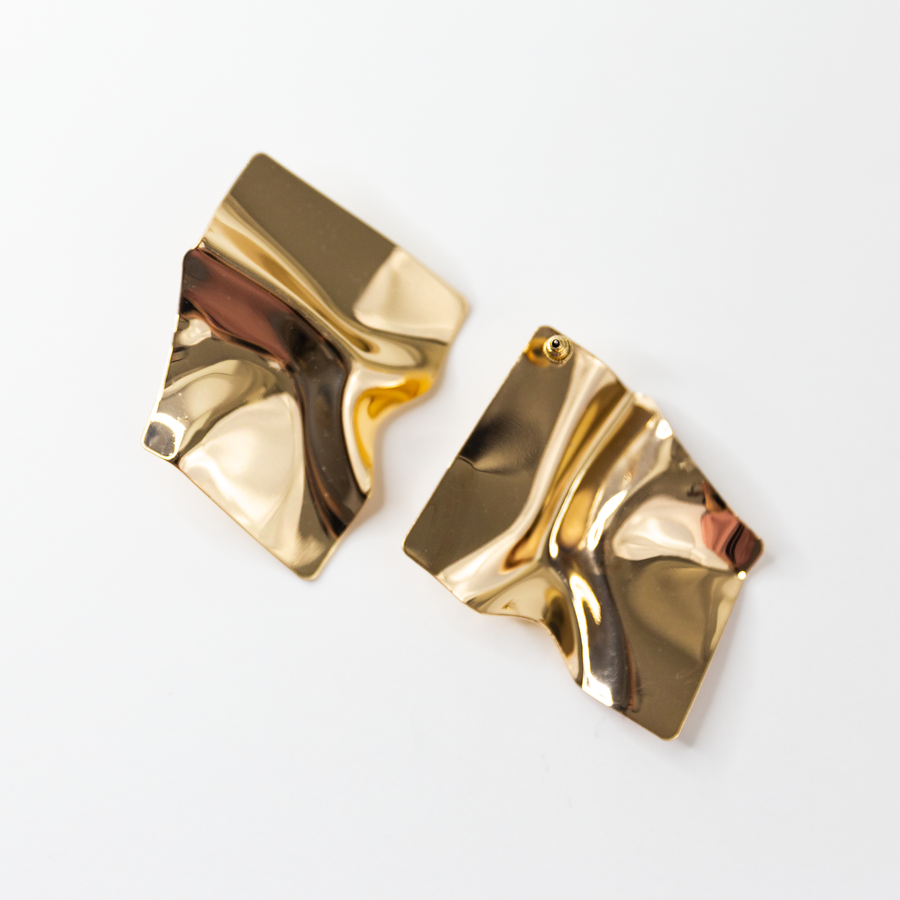 Gold High Polish Foiled Stud Earrings