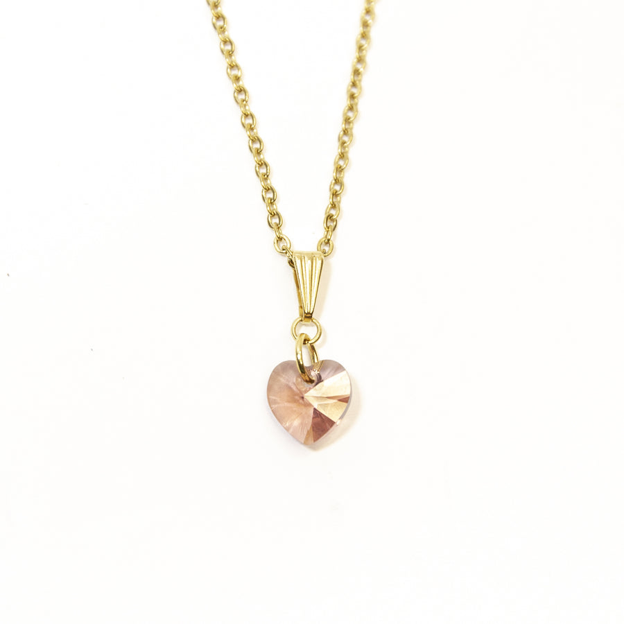 Dusty Rose Crystal Heart Necklace