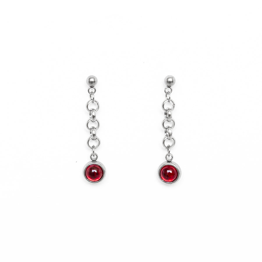 Heartbreaker Ruby Chain Stud Earrings