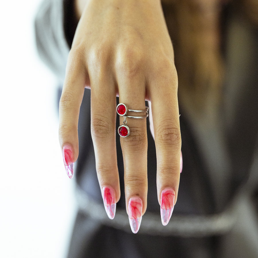 Heartbreaker Ruby Ring Set in Silver