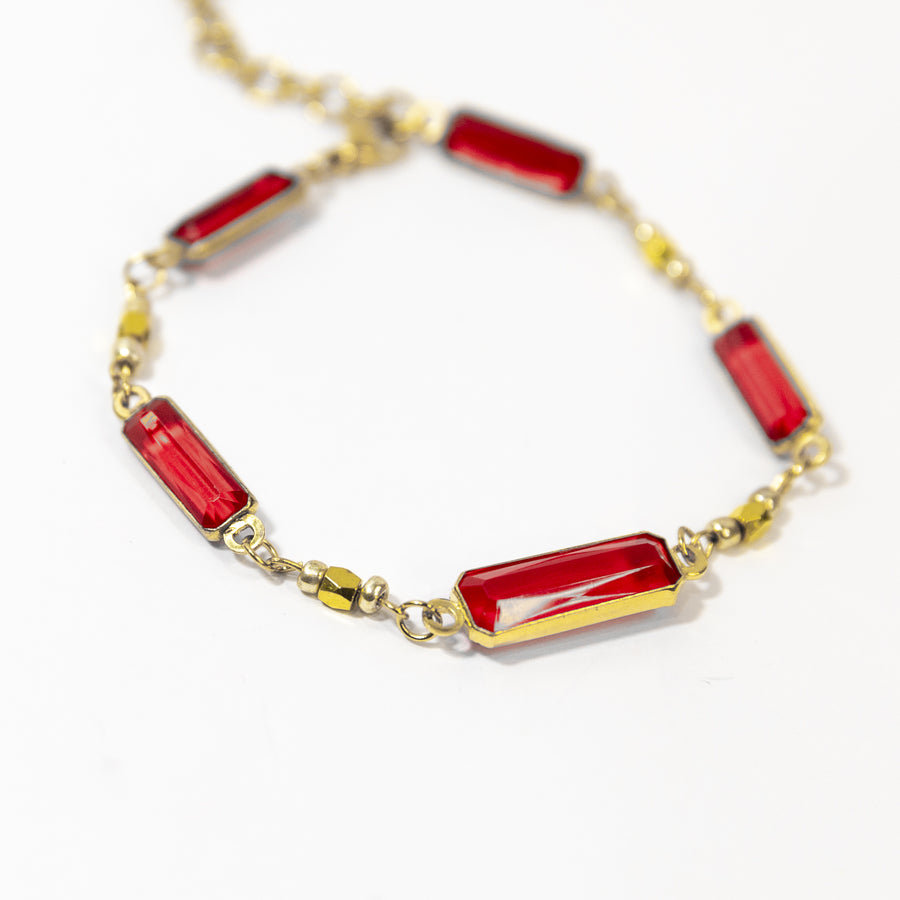 Vintage Ruby Red Link Bracelet