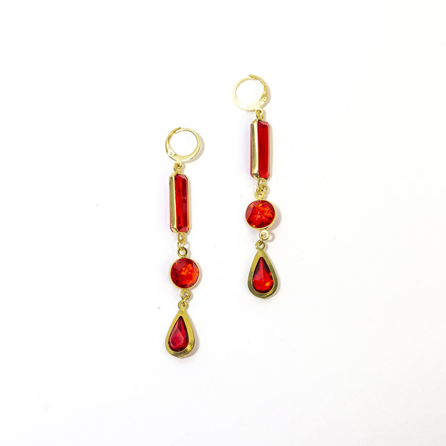 Vintage Ruby Red Link Earrings