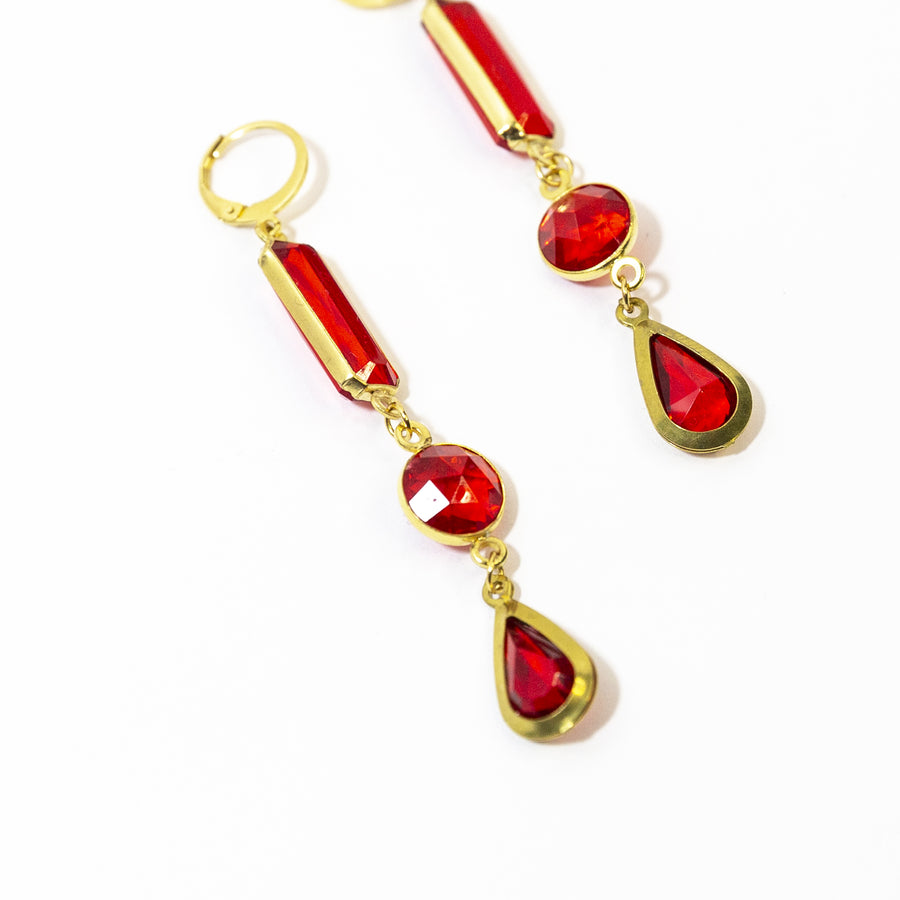 Vintage Ruby Red Link Earrings