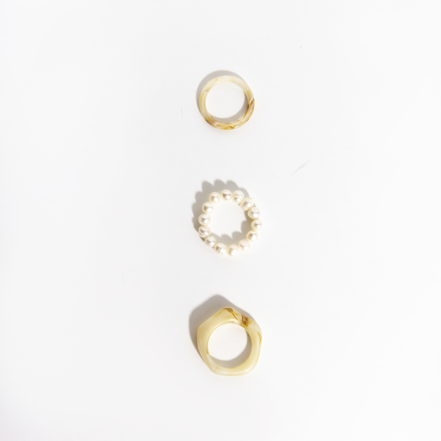 Amalfi Pearl Ring Set in Ivory