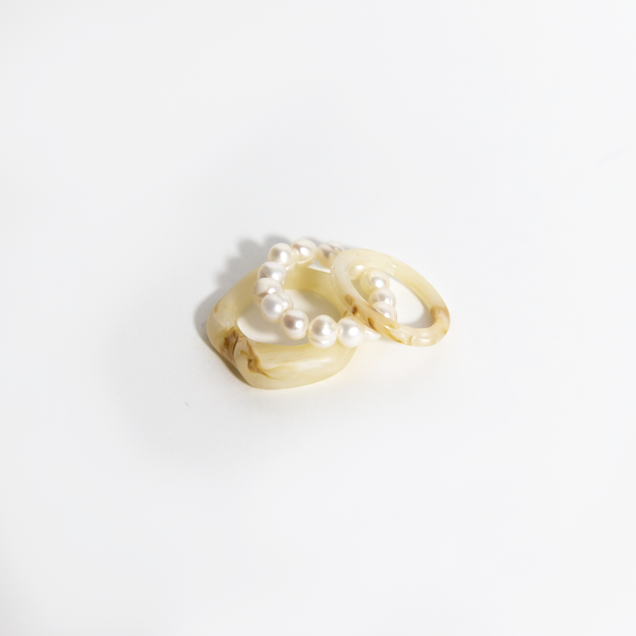 Amalfi Pearl Ring Set in Ivory