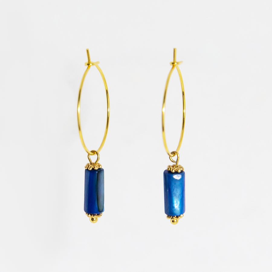 Cetara Blue Freshwater Shell Hoop Earrings