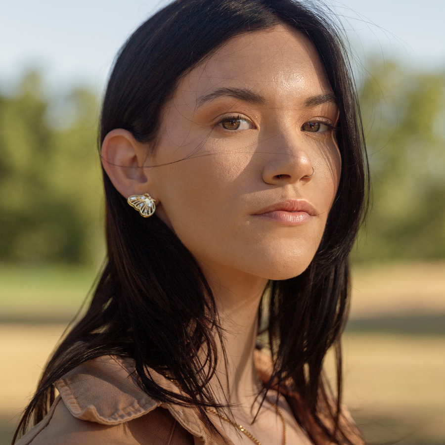 Glasswing Crystal Butterfly Wing Stud Earrings