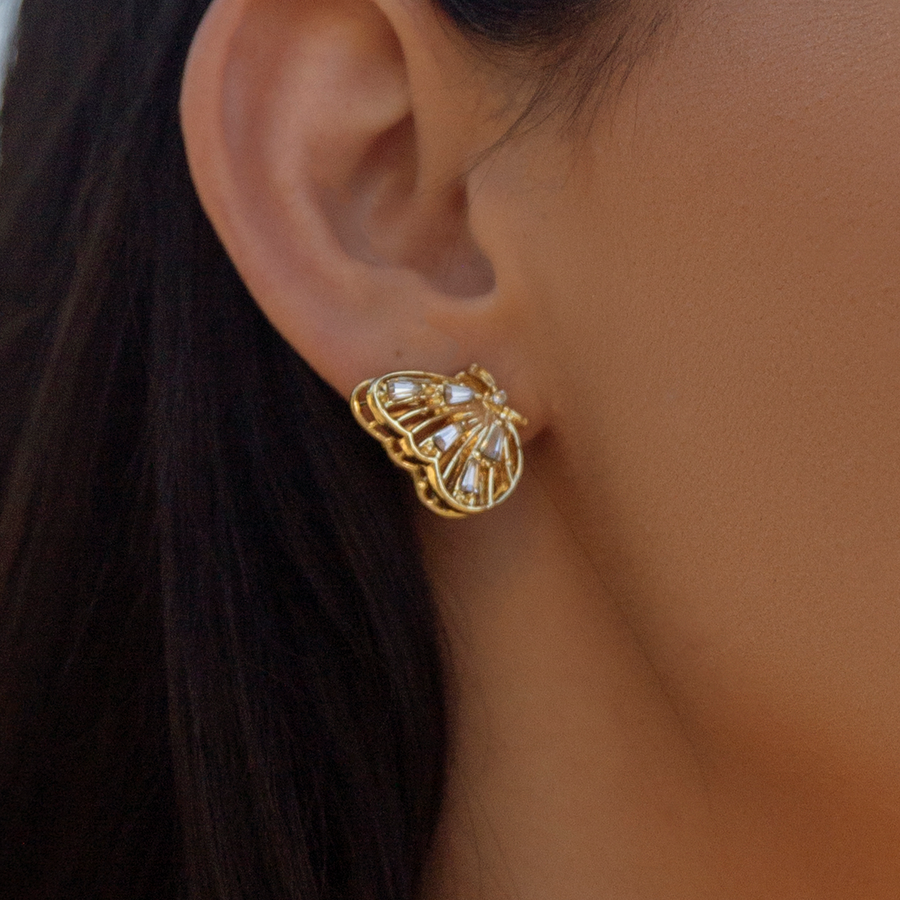 Glasswing Crystal Butterfly Wing Stud Earrings