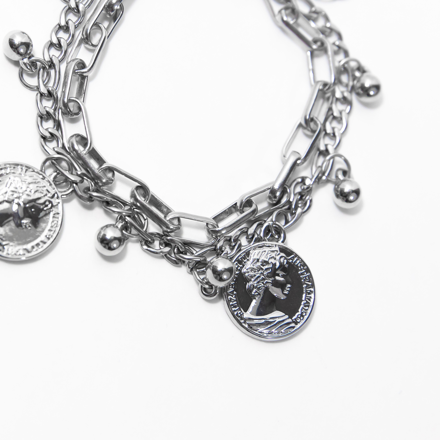 Grazia Silver Coin Chain Bracelet