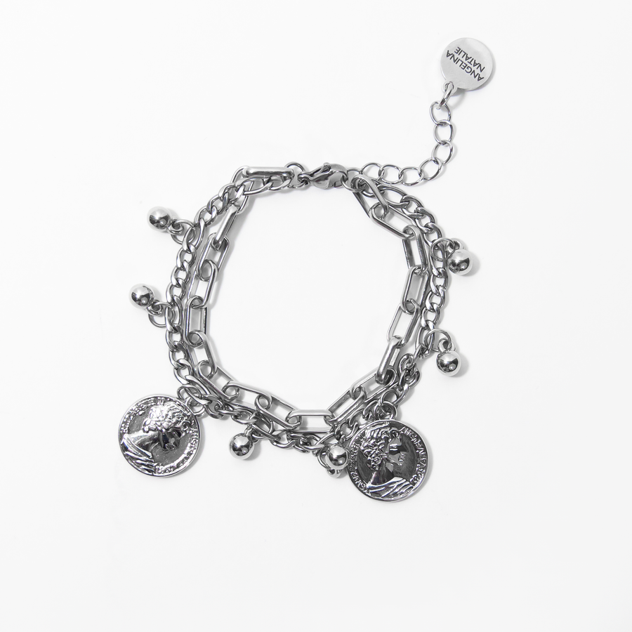 Grazia Silver Coin Chain Bracelet