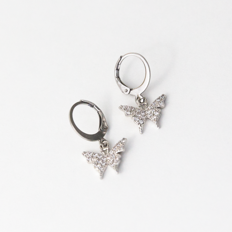 Junonia Silver Butterfly Huggie Earrings