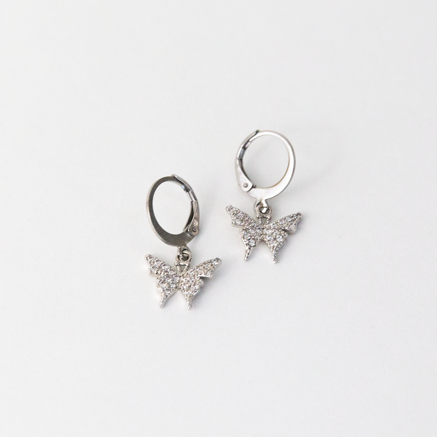 Junonia Silver Butterfly Huggie Earrings