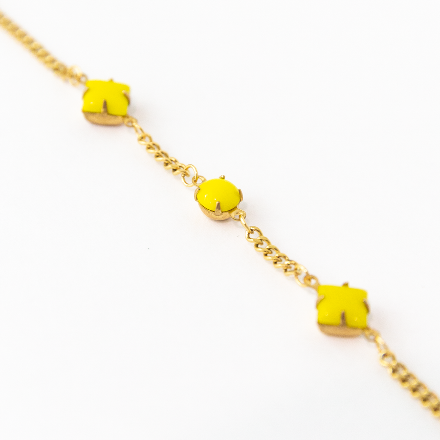 Lisa Geometric Yellow Stone Curb Chain Bracelet