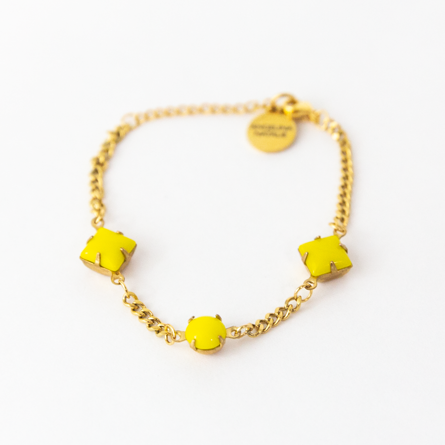 Lisa Geometric Yellow Stone Curb Chain Bracelet