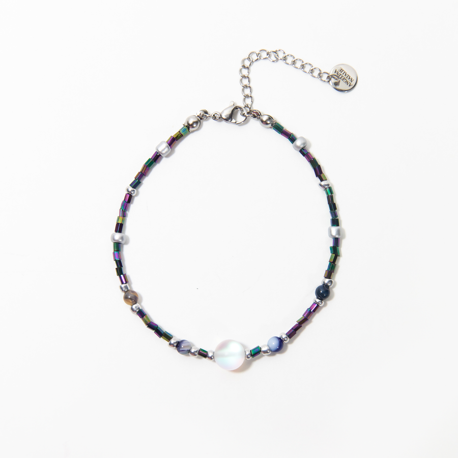 Lucia Iridescent Moonstone Beaded Anklet