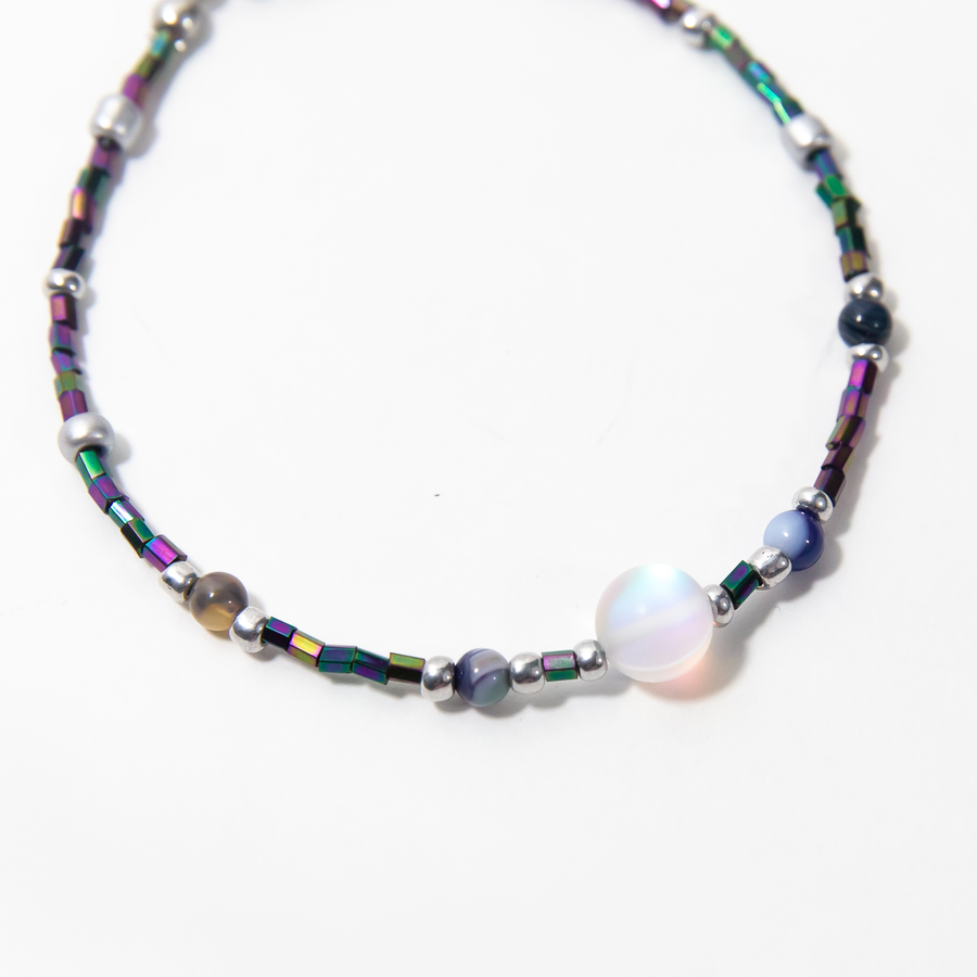 Lucia Iridescent Moonstone Beaded Anklet