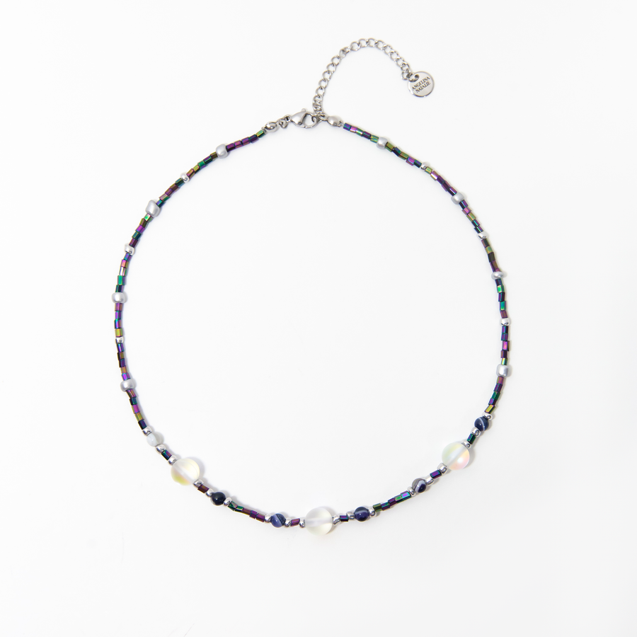 Lucia Iridescent Moonstone Beaded Necklace