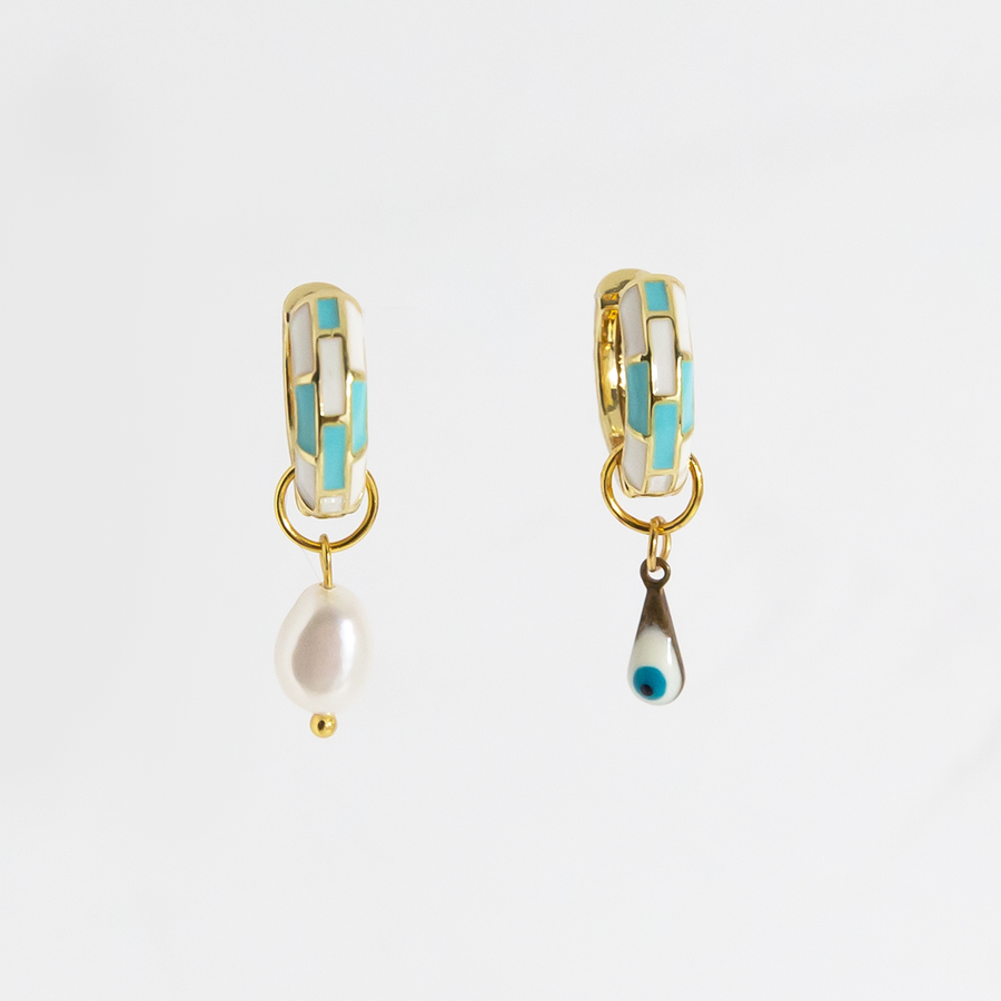 Maiori Turquoise Checkered Earrings