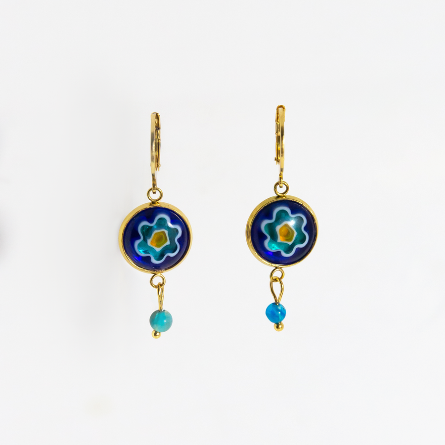 Positano Floral Millefiori Stone Drop Earrings