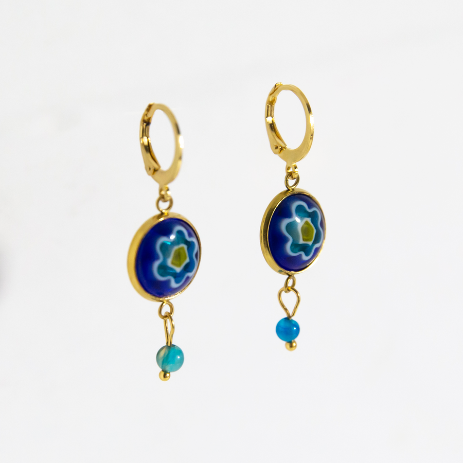 Positano Floral Millefiori Stone Drop Earrings