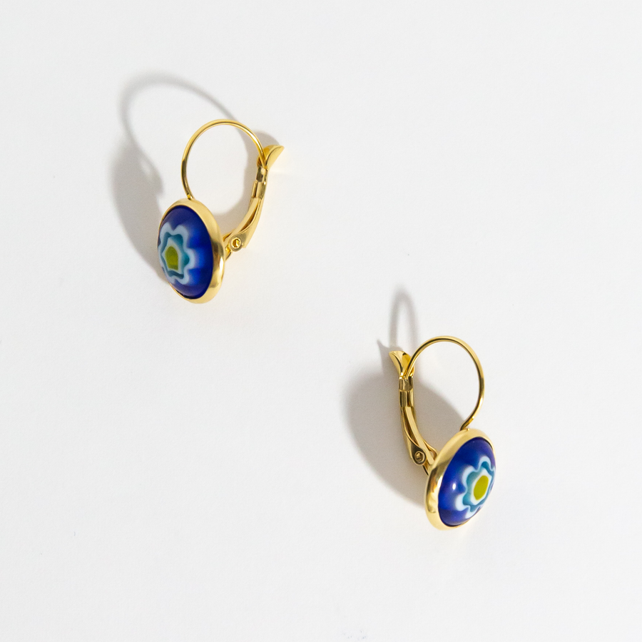 Positano Floral Millefiori Leverback Earrings