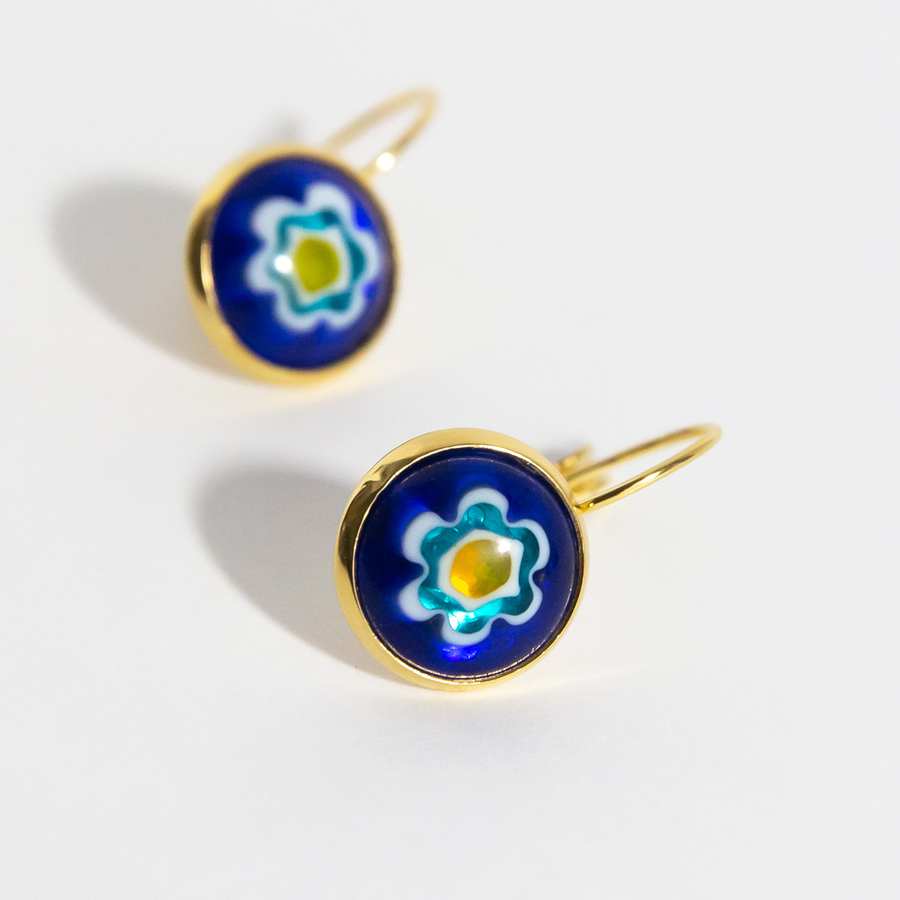 Positano Floral Millefiori Leverback Earrings