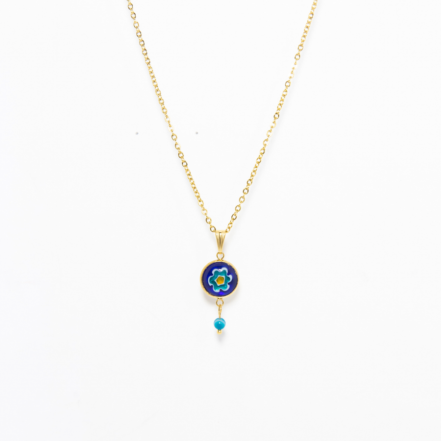 Positano Floral Millefiori Stone Drop Necklace