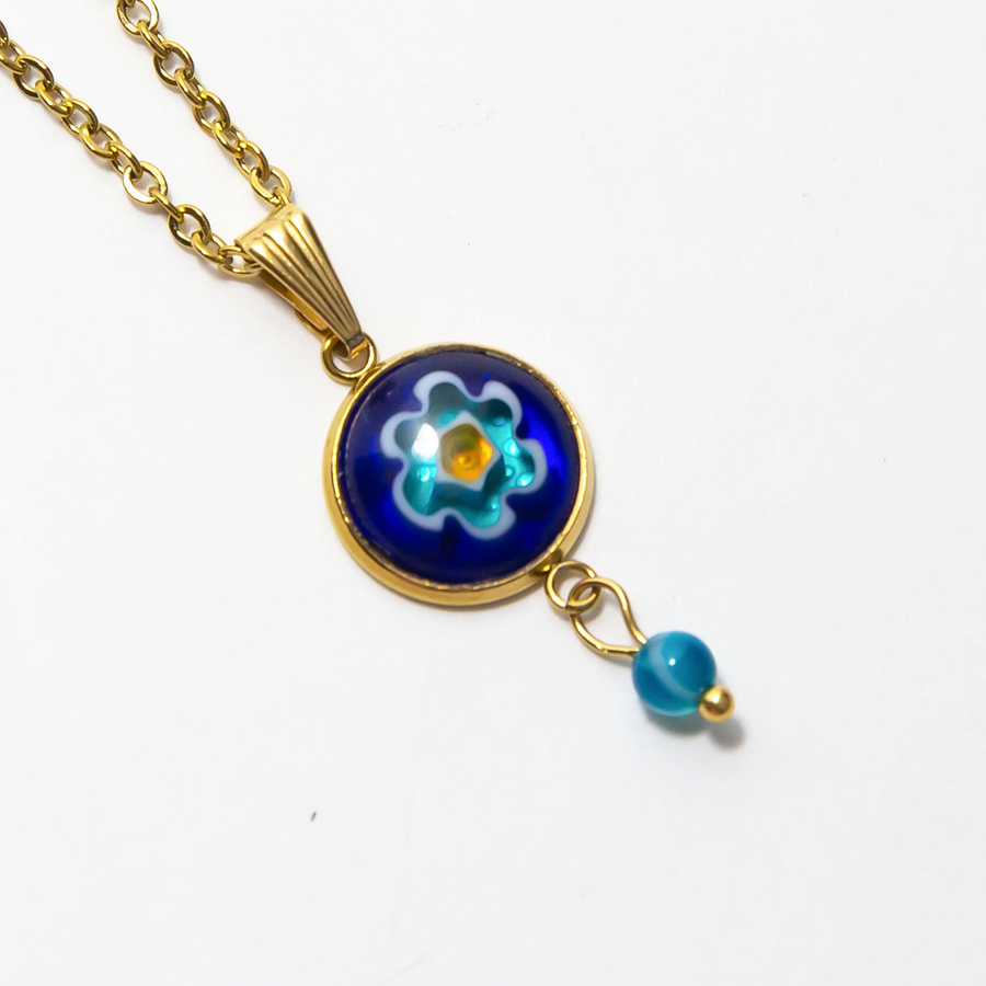 Positano Floral Millefiori Stone Drop Necklace