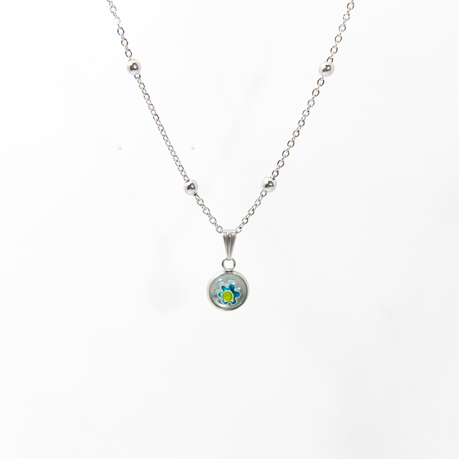 Sorrento Floral Millefiori Pendant Chain Necklace
