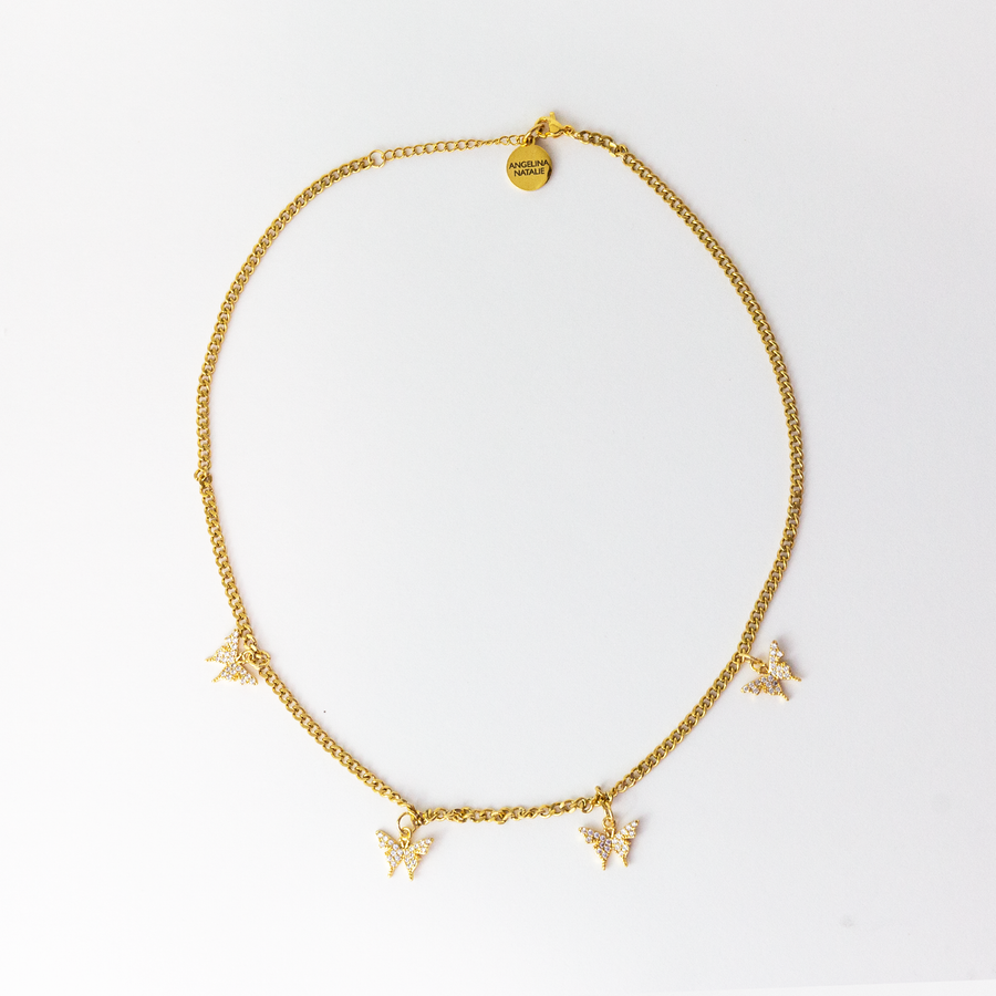 Tithoria Gold Butterfly Curb Chain Necklace