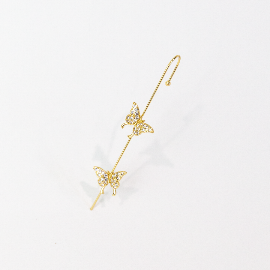 Tithoria Gold Butterfly Ear Crawler