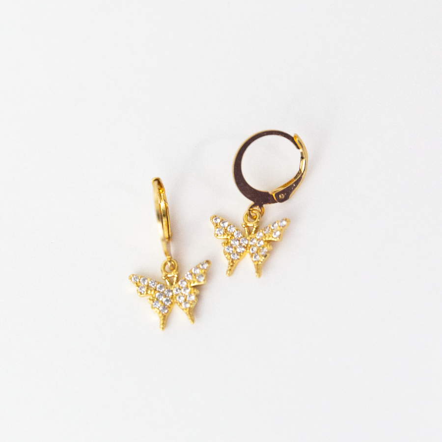 Tithoria Gold Butterfly Huggie Earrings