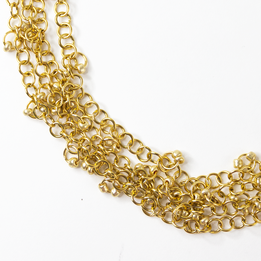Tithoria Gold Chunky Beaded Chain Choker Necklace