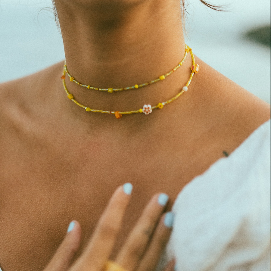 Praiano Daisy Millefiori Beaded Choker Necklace
