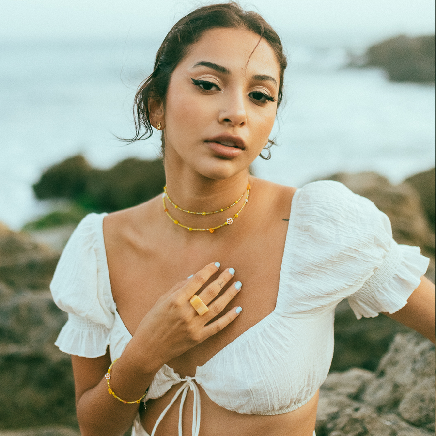 Praiano Daisy Millefiori Beaded Choker Necklace
