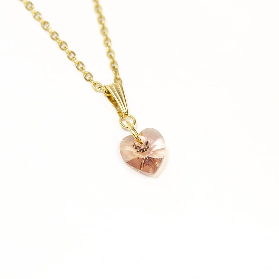 Dusty Rose Crystal Heart Necklace