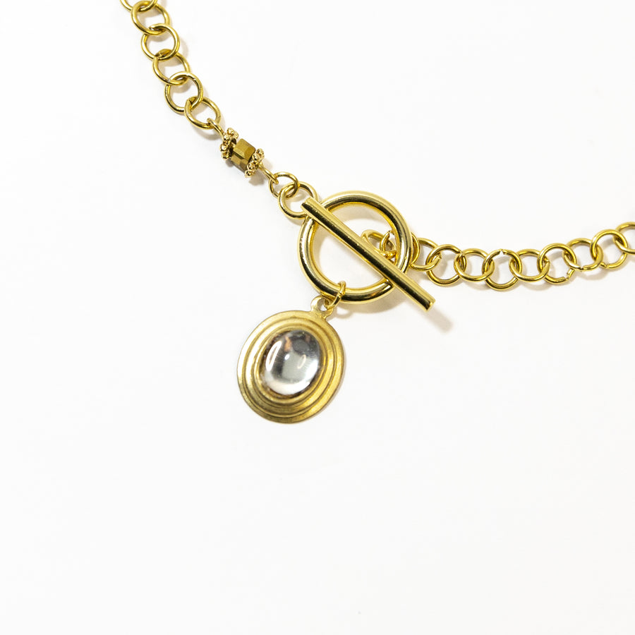 Crystal Glass Stone Toggle Choker