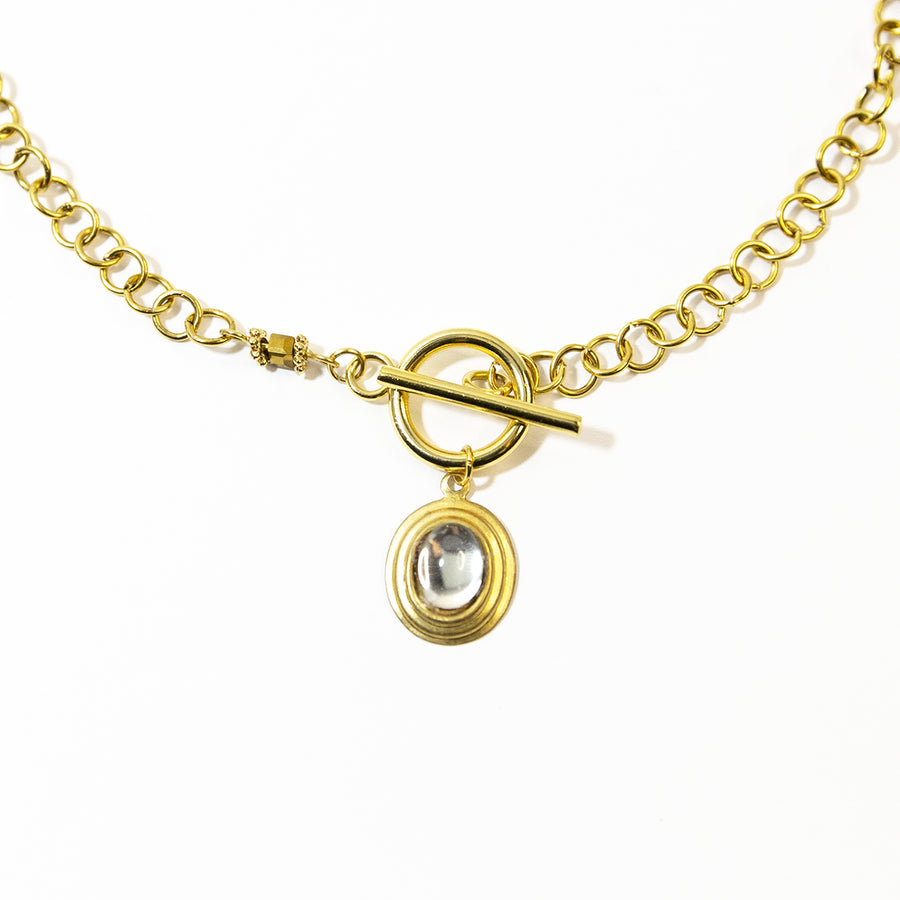 Crystal Glass Stone Toggle Choker
