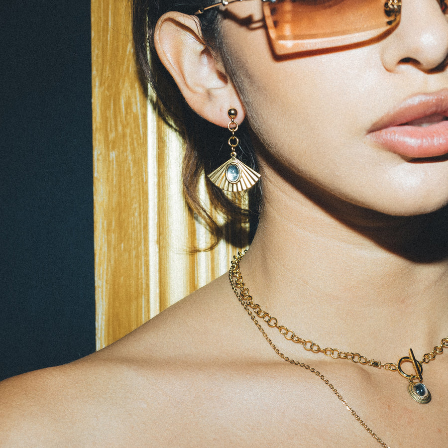 Crystal Glass Stone Drop Stud Earring