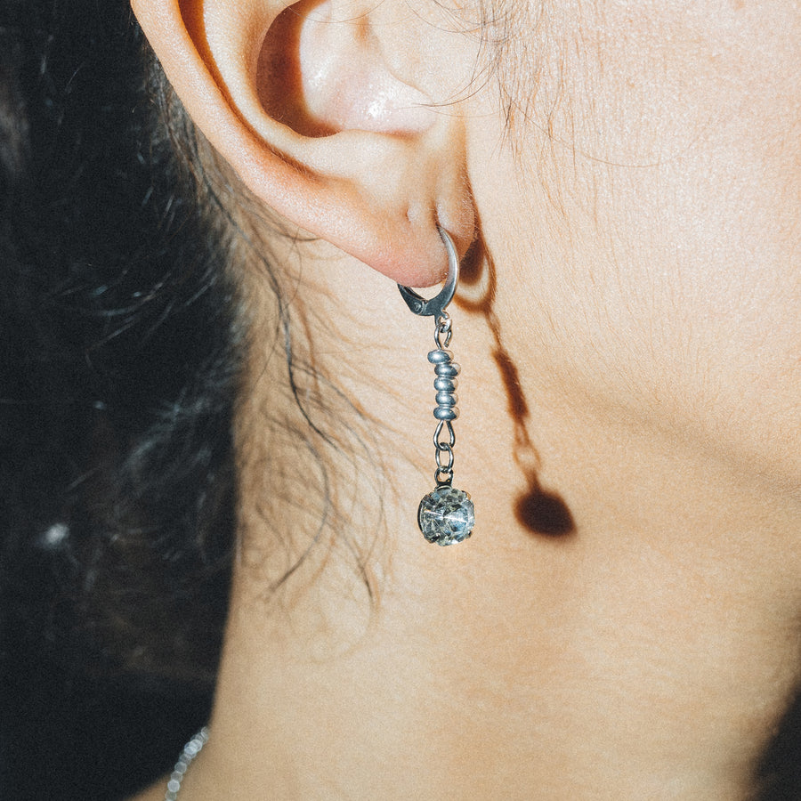Clear Crystal Mismatched Earrings in Silver
