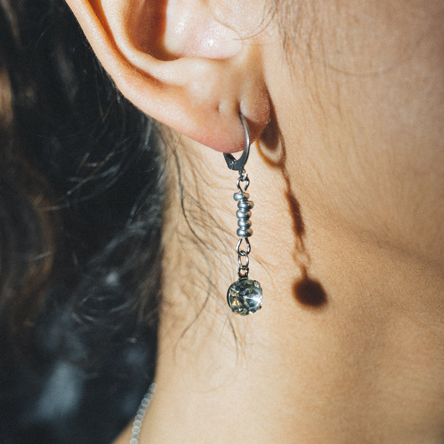 Clear Crystal Mismatched Earrings in Silver