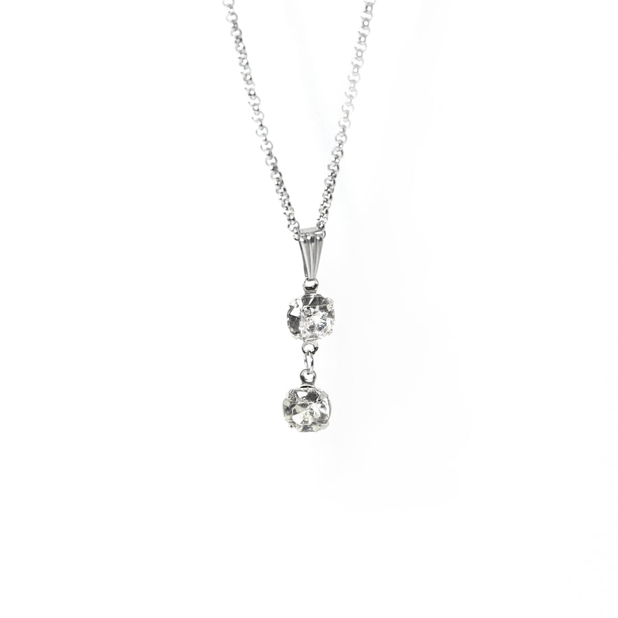 Clear Crystal Pendant Necklace in Silver