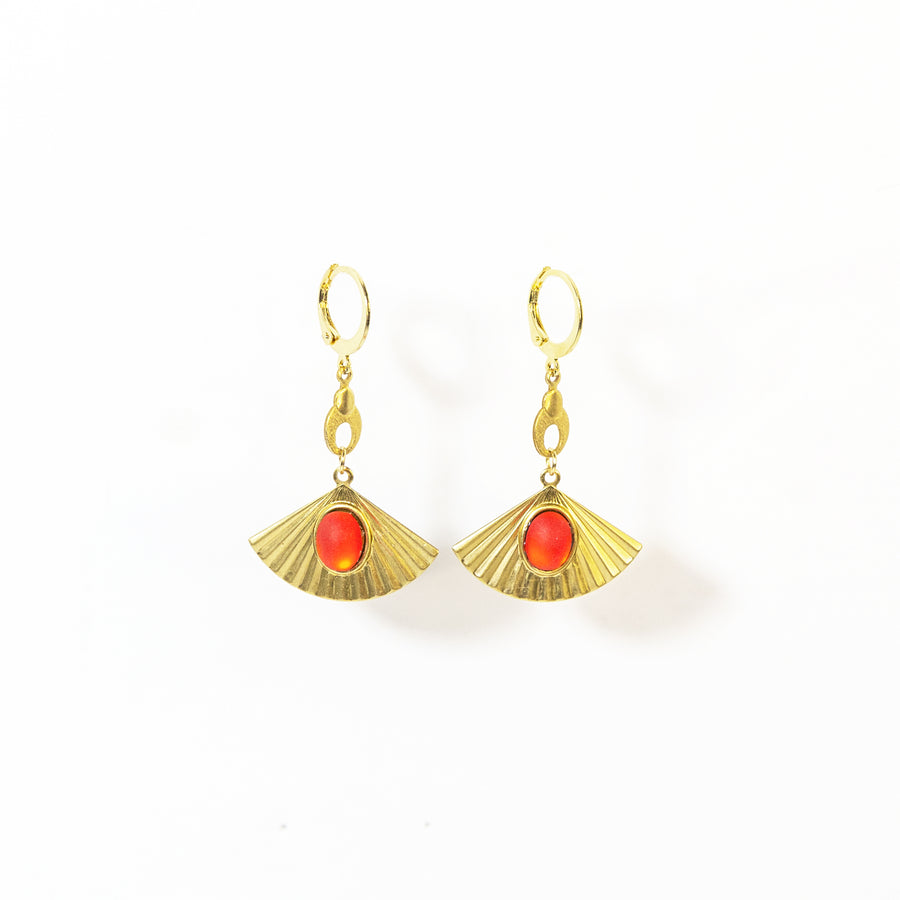 Vintage Matte Hyacinth Orange Stone Earrings