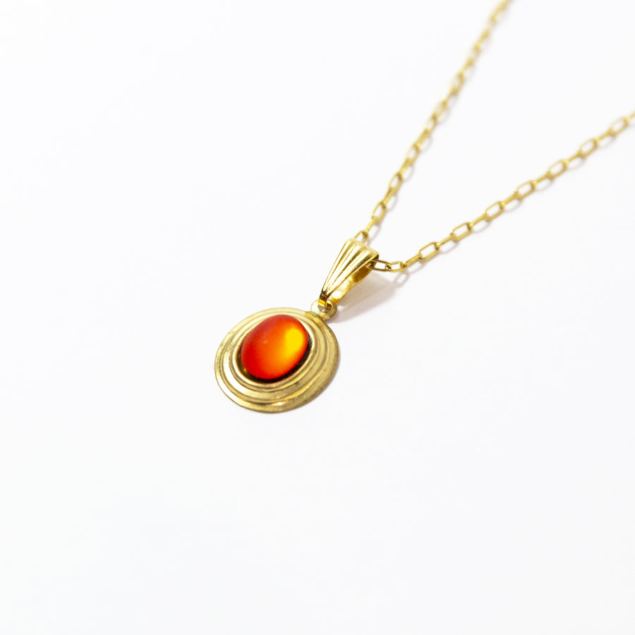 Vintage Matte Hyacinth Orange Stone Necklace