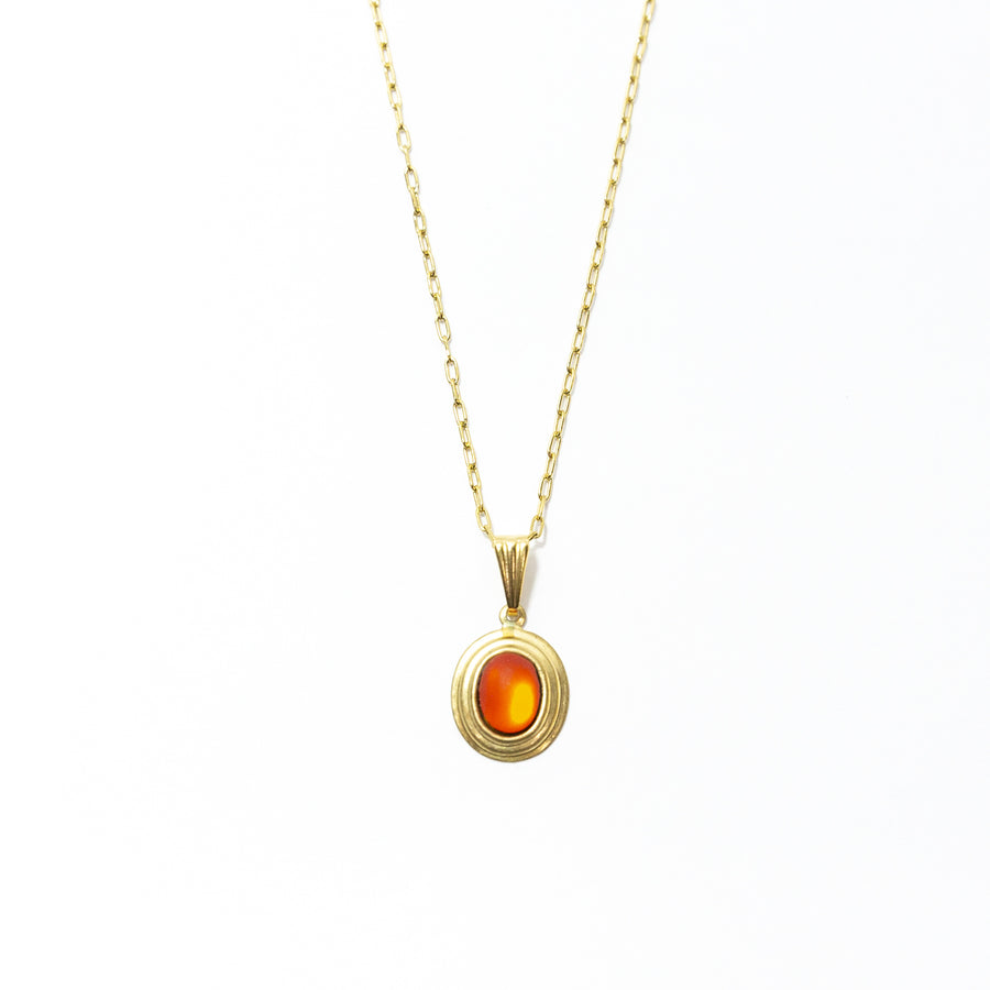 Vintage Matte Hyacinth Orange Stone Necklace