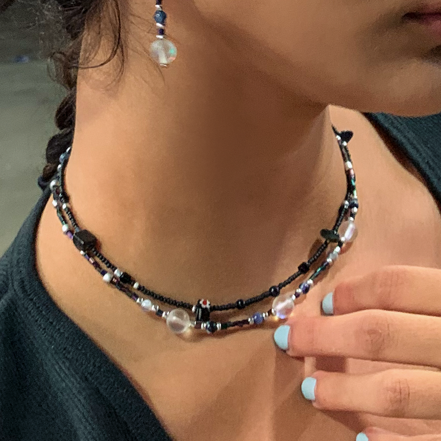 Lucia Iridescent Moonstone Beaded Necklace