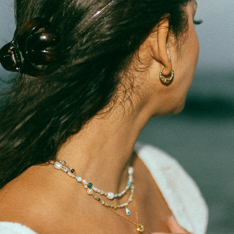 Maiori Evil Eye Beaded Necklace in Gold